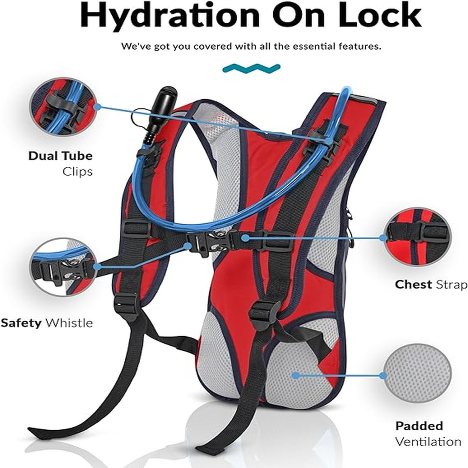 Lightweight Hydration Backpack with 2L Water Bladder