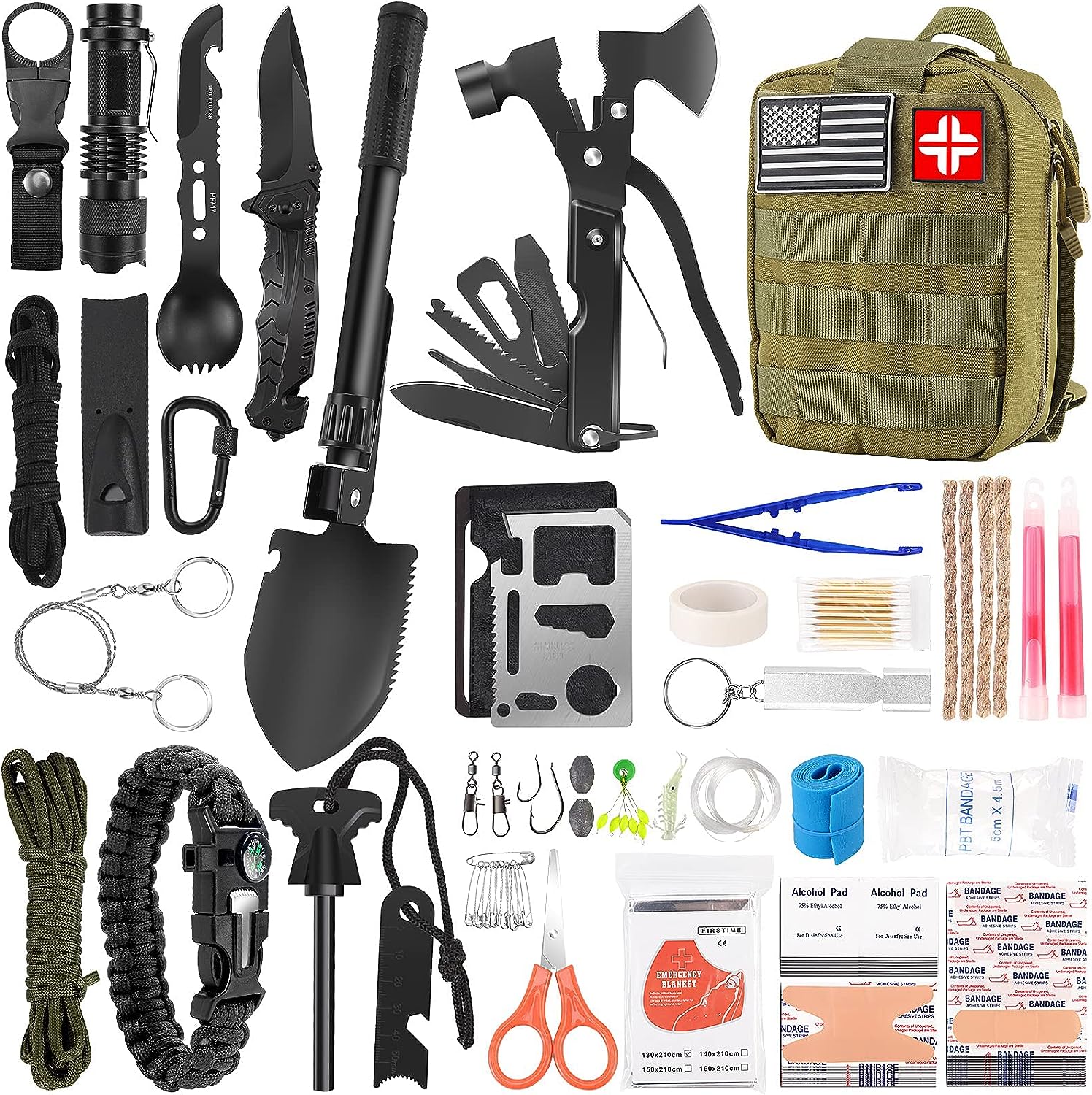 Professional Survival Gear and First Aid Kit - 142Pcs 