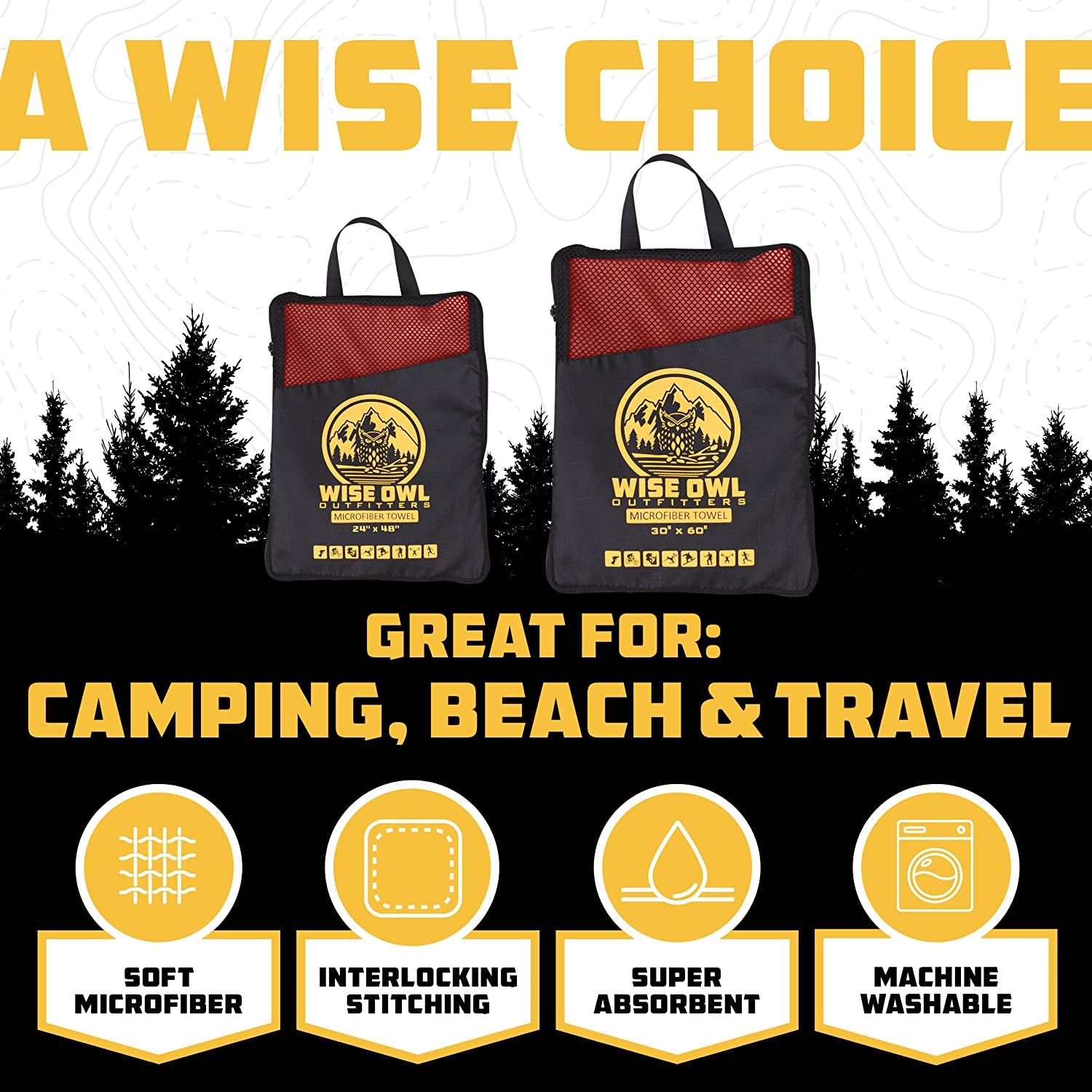 Wise Owl Quick Dry Camping Microfiber Towel