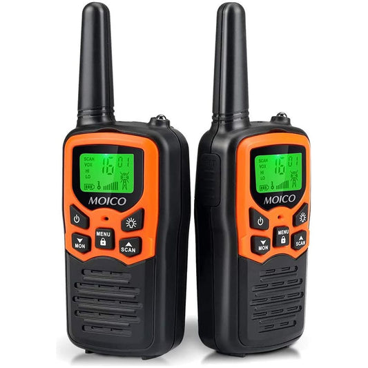 LCD Display Long Range Walkie Talkies With Flashlight & 22 FRS Channels 2-Pack